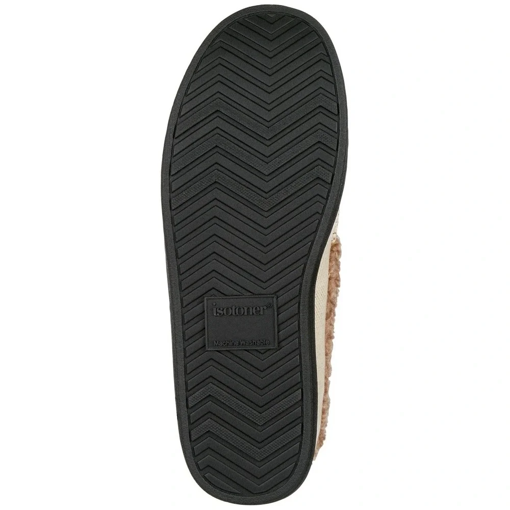 Isotoner Mens Brushed Knit or Plaid Lewis Moccasin Slipper Stone XL 11-12‎
